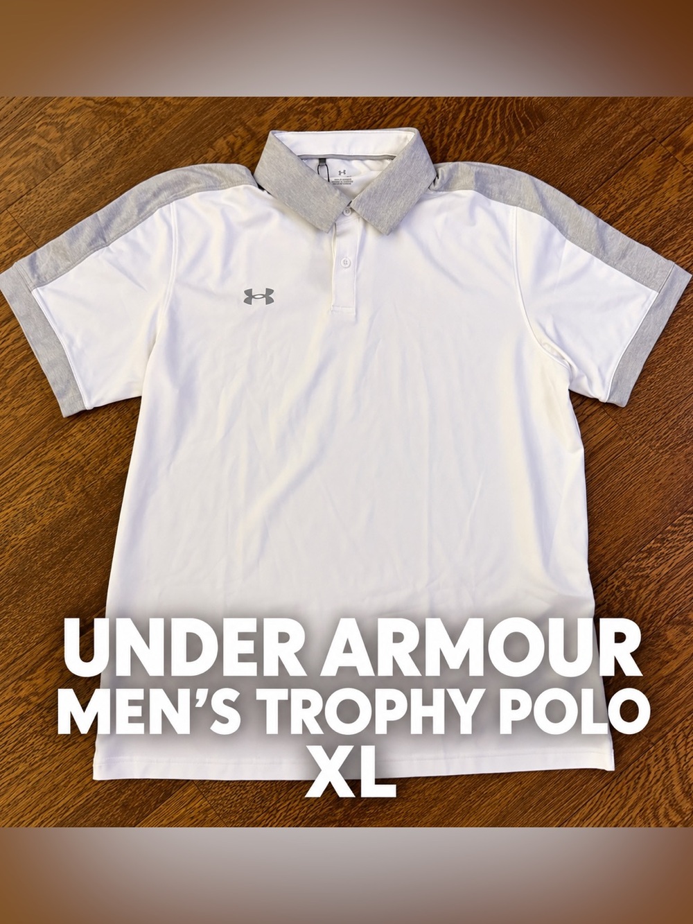 NWT Under Armour Men’s UA Trophy Polo White Mod Gray Golf Shirt XL